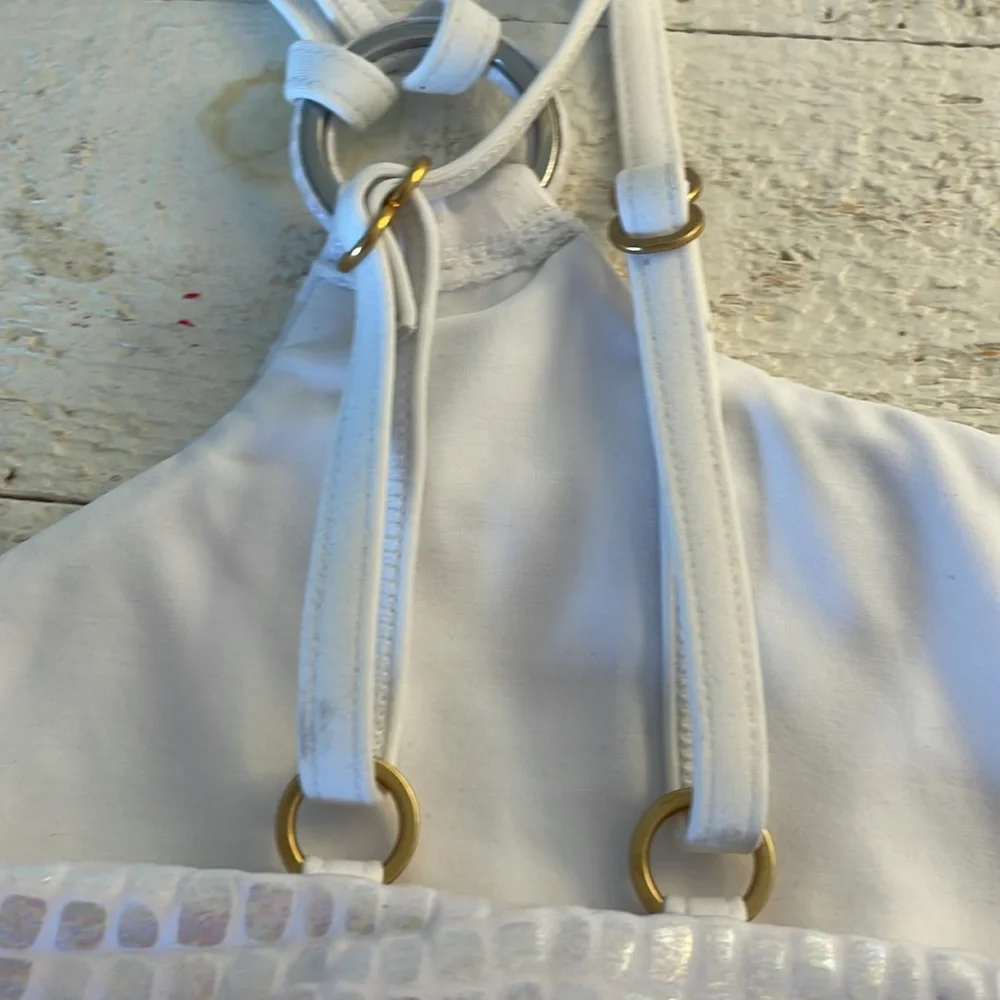 l*space Indiana Bikini‎ Top Gloss Gator Opalescent White XL